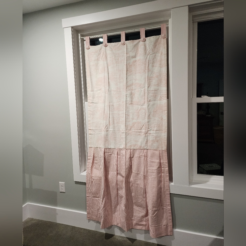 Chic Pink and Cream Curtain Panel